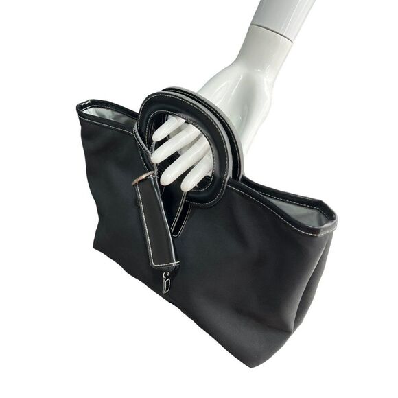 ESTÉE Lauder Black Satchel/Tote Bag with Matching Make-up/Lip Stick Case Fob - Picture 9 of 16